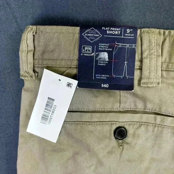 St. John’s Bay Shorts Men’s 44 khaki above knee comfort stretch NWT (0214) - Picture 8 of 10